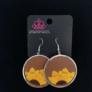 Paparazzi Fashion Jewelry Sun-Kissed Sunflowers Brown Hook Earrings